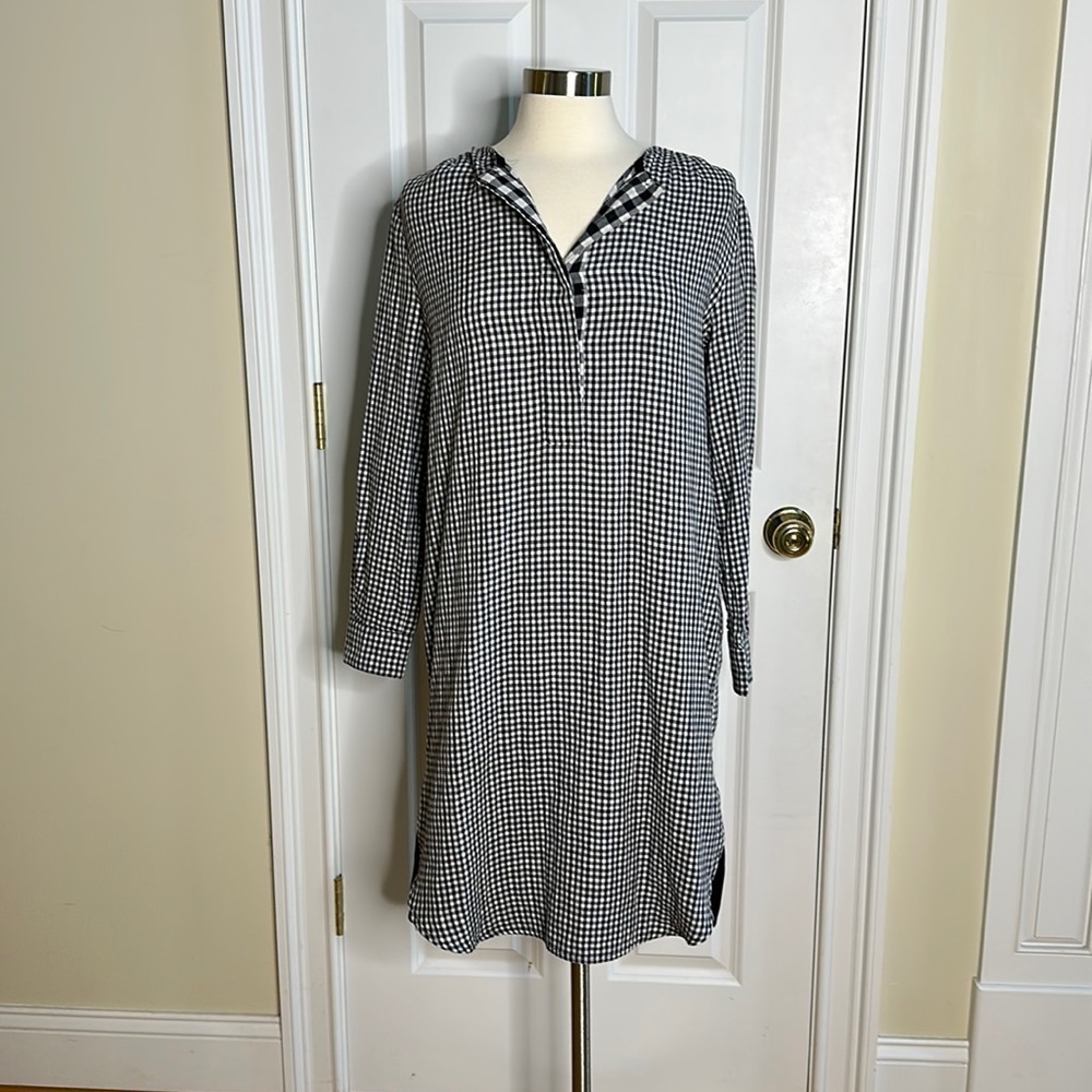 & Other Stories Gingham Shirt Dress Black & White Size 8
